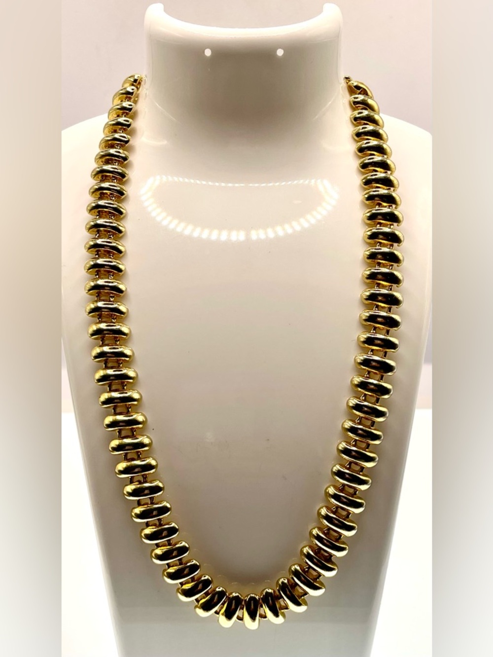 Vintage Gold Tone Statement Link Necklace Chunky Collar Runway Retro Glam